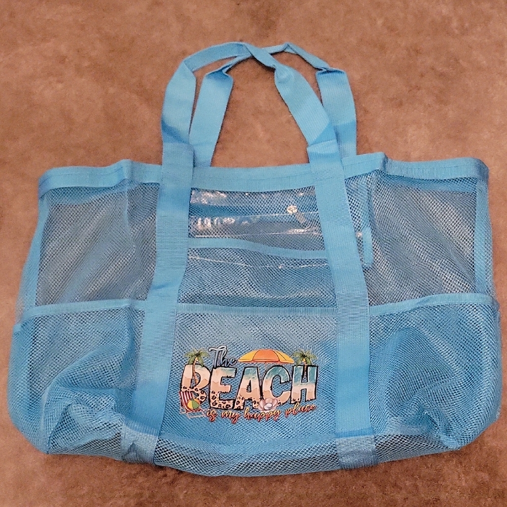 NWOT Blue Mesh Beach Tote Bag